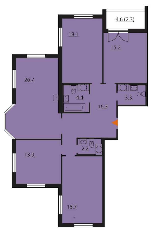 Четырехкомнатная квартира в Группа ЛСР: площадь 121.1 м2 , этаж: 6 – купить в Санкт-Петербурге
